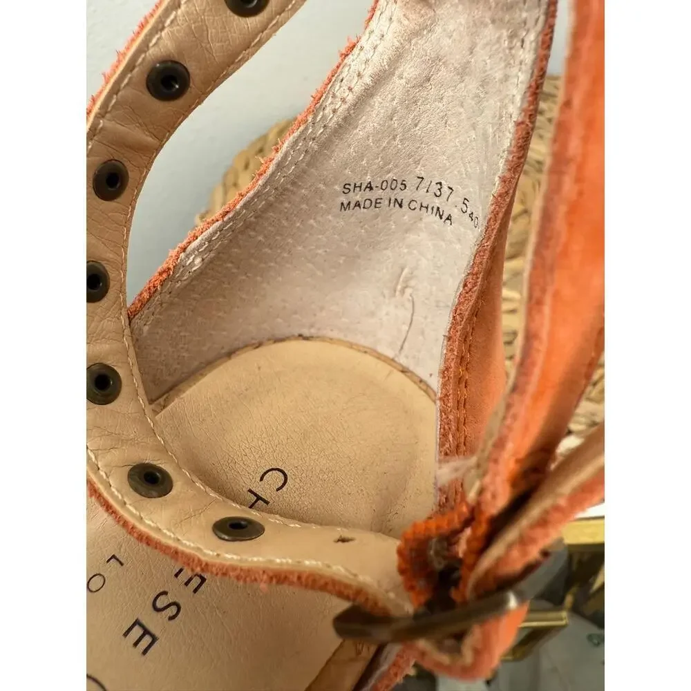 Chinese Laundry Savana Cork Heel Studded Sandals Chunky Block Peep Toe Boho